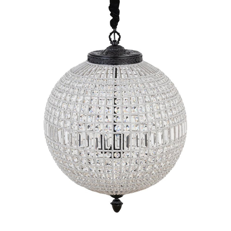Hanglamp Tijdloze Uit Kristal, Glas, Metaal Grijs 65x65x85 cm-Hanglampen-PTMD