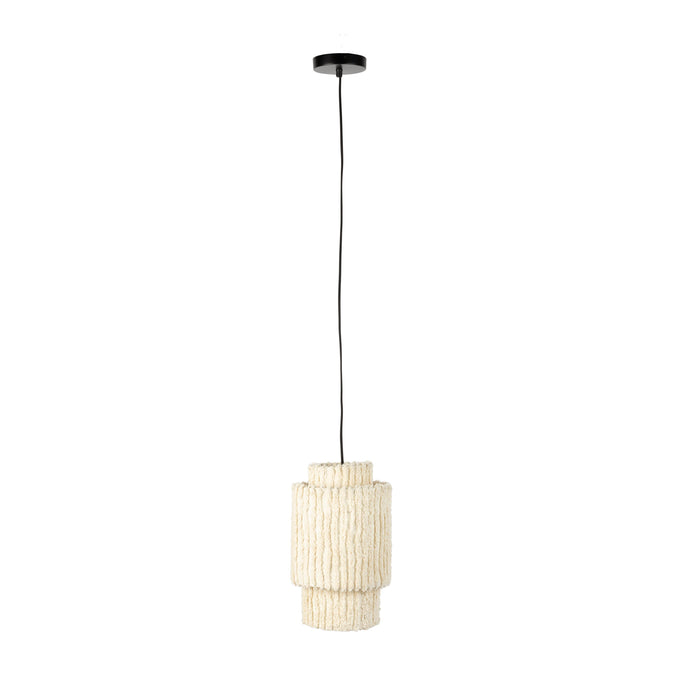Hanglamp Arjun Tall Katoen Beige Ø20x38 cm E27-Tafellampen-Creating Home