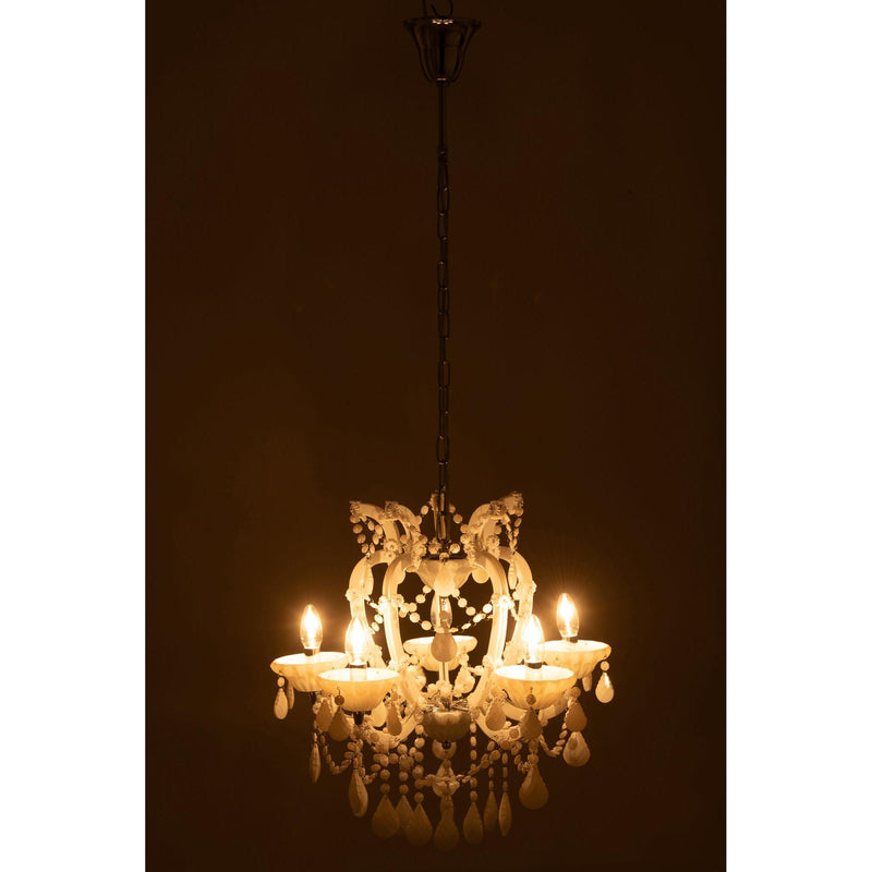Hanglamp Wit Ijzer Antiek 53 cm 53x53x57 cm-Hanglampen-J-Line