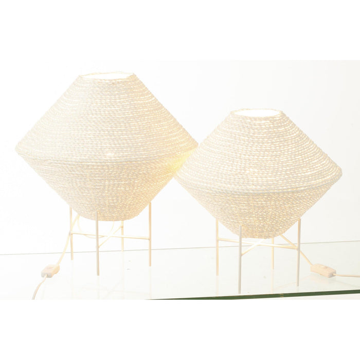 Hanglamp Wit Raffia L 40 cm 40x40x32 cm-Hanglampen-J-Line