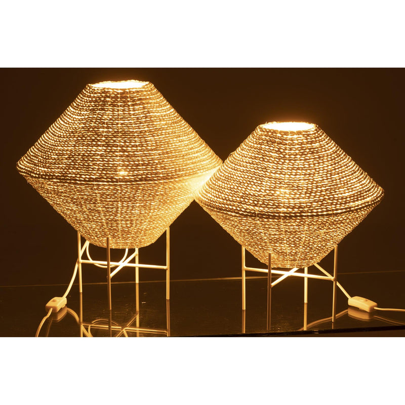 Hanglamp Wit Raffia L 40 cm 40x40x32 cm-Hanglampen-J-Line