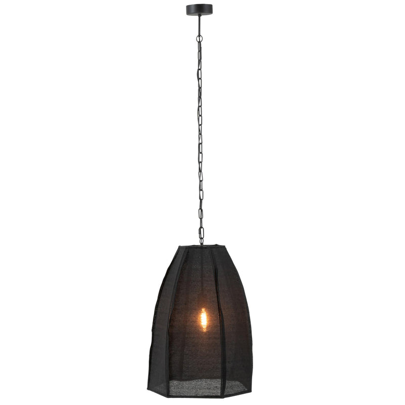Hanglamp Zwart Linnen 42 cm 42x49x173 cm-Plafondlampen-J-Line