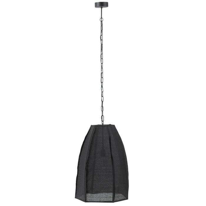 Hanglamp Zwart Linnen 42 cm-Hanglampen-J-Line