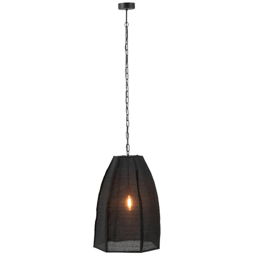 Hanglamp Zwart Linnen 42 cm-Hanglampen-J-Line