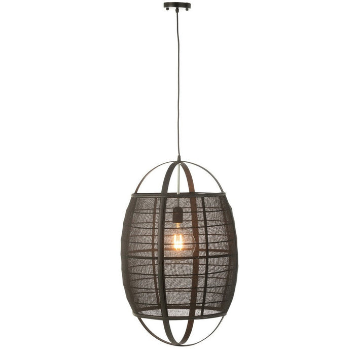 Hanglamp Zwart Linnen 43 cm-Hanglampen-J-Line