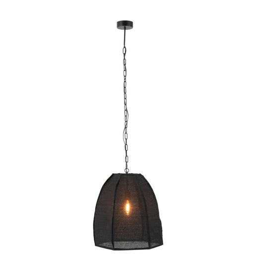 Hanglamp Zwart Linnen S 42 cm-Hanglampen-J-Line