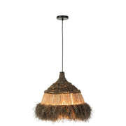 Hanglamp Zwart Raffia Rond 36 cm 36x36x40 cm-Hanglampen-J-Line