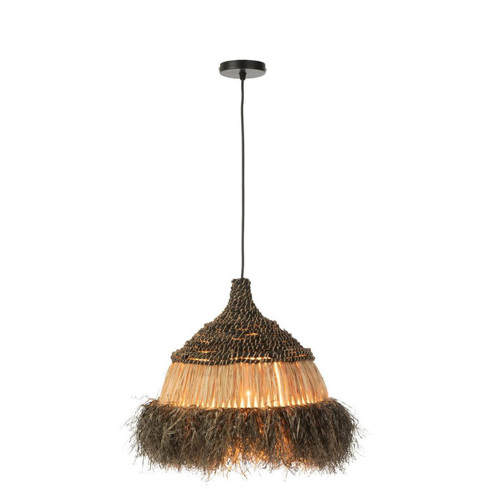 Hanglamp Zwart Raffia Rond 36 cm 36x36x40 cm-Hanglampen-J-Line