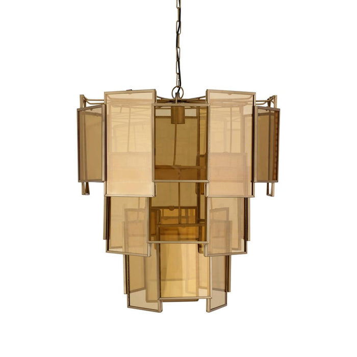 Hanglampen Loucas Messing Lustre Glas Hanglamp Layers L-Hanglampen-PTMD