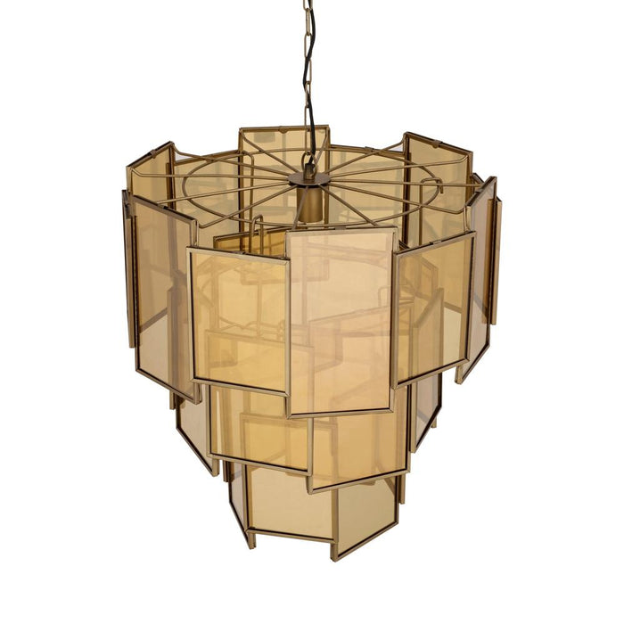 Hanglampen Loucas Messing Lustre Glas Hanglamp Layers L-Hanglampen-PTMD