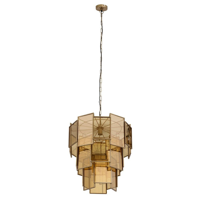 Hanglampen Loucas Messing Lustre Glas Hanglamp Layers L-Hanglampen-PTMD