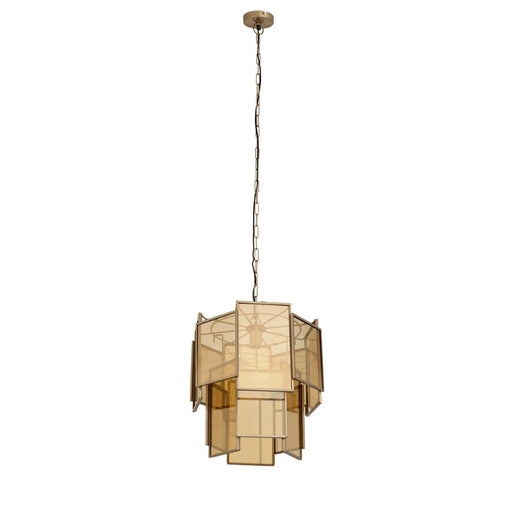 Hanglampen Loucas Messing Lustre Glas Hanglamp Layers S-Hanglampen-PTMD