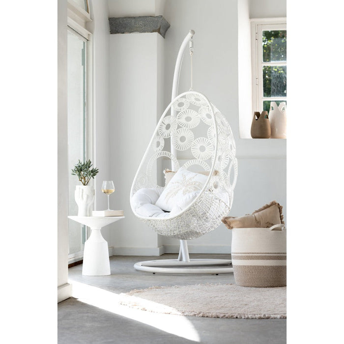 Hangstoel+kussens Bula metaal/riet wit-Hangstoelen-J-Line
