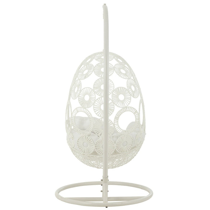 Hangstoel+kussens Bula metaal/riet wit-Hangstoelen-J-Line
