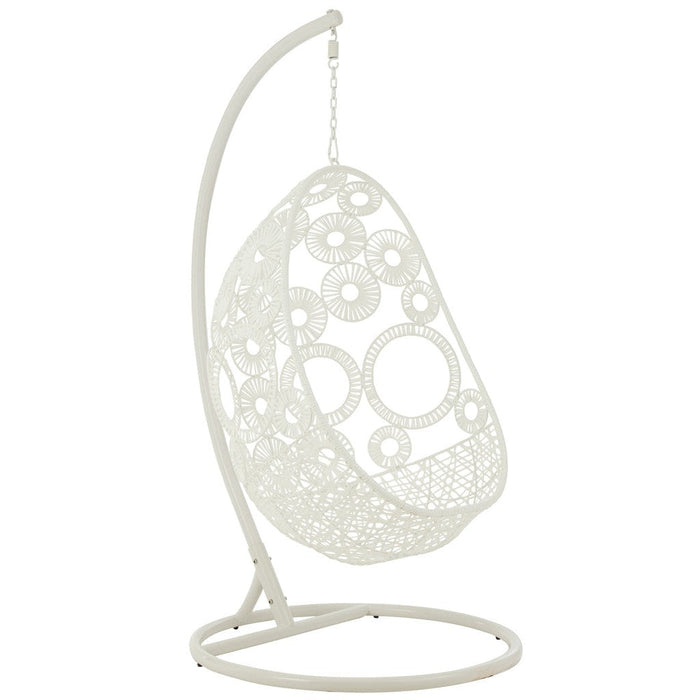 Hangstoel+kussens Bula metaal/riet wit-Hangstoelen-J-Line