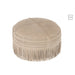 Hassock Tassels Rond Leer Light Grey-Poefs-J-Line