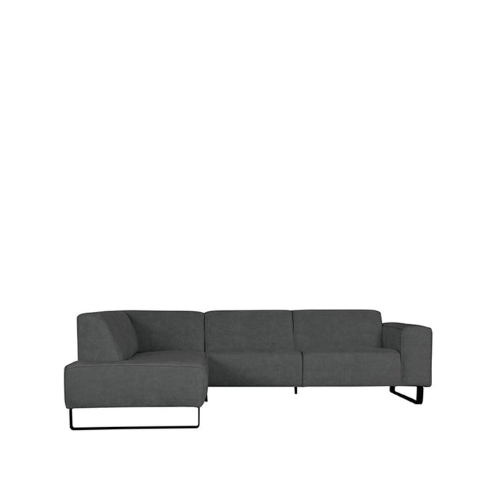 Hoekbank Amaro Links 278x96-210x75 cm Donker grijs Velours-Hoekbanken-LABEL51