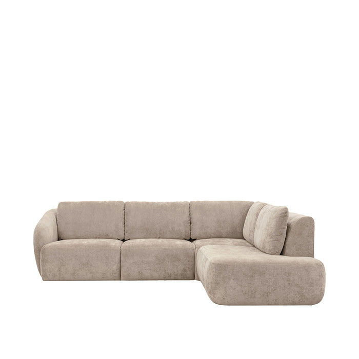 Hoekbank Matteo Fluweel Beige Rechts-Hoekbanken-LABEL51