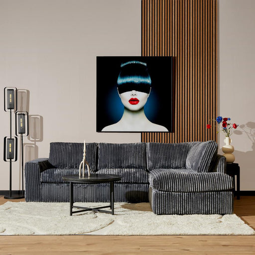 Hoekbank Teddy Ribstof Donkergrijs 80x100 cm-Hoekbanken-Starfurn
