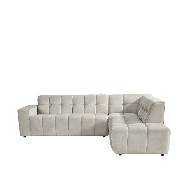 Hoekbank Valentino Fluweel Naturel 290x233x83 cm-Hoekbanken-LABEL51