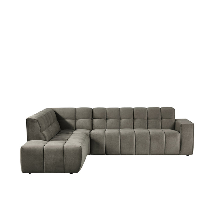 Hoekbank Valentino Fluweel Taupe 290x233x83 cm-Hoekbanken-LABEL51