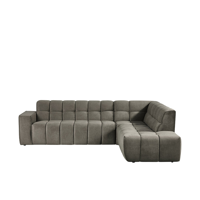 Hoekbank Valentino Fluweel Taupe Rechts 290x233x83 cm-Hoekbanken-LABEL51