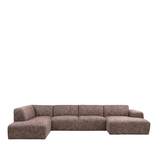 Hoekbank Verona Geweven Cherry chocolate silencio Links-3-Zitsbanken-LABEL51