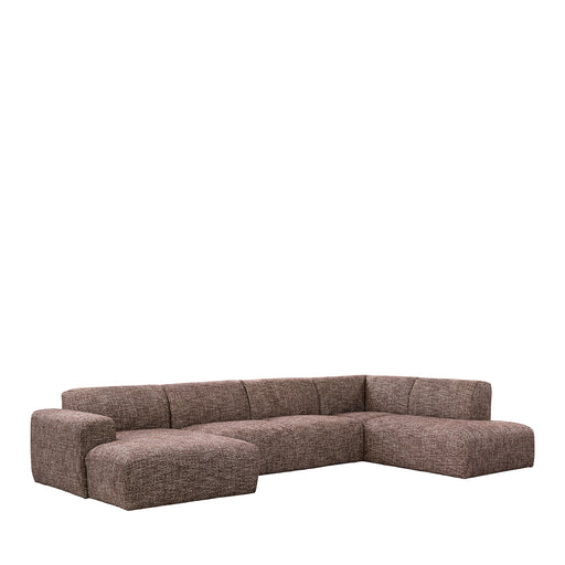 Hoekbank Verona Geweven Cherry chocolate silencio Rechts-Hoekbanken-LABEL51