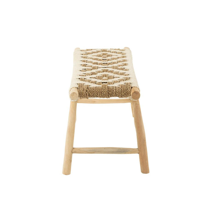 J-Line Bank waverly teak hout/zeegras naturel/wit-2-Zitsbanken-J-Line