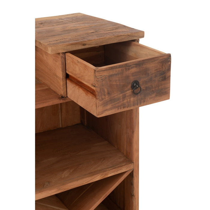 J-Line Bar 2 lades gerecycleerd hout naturel-Wijnrekken-J-Line