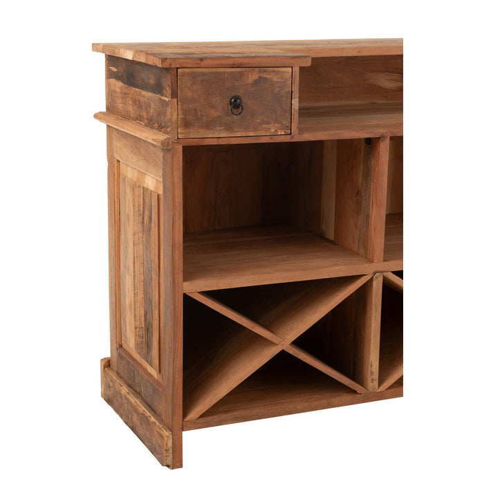 J-Line Bar 2 lades gerecycleerd hout naturel-Wijnrekken-J-Line