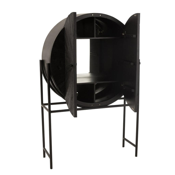 J-Line Bar Shanil gerecycleerd hout/mdf zwart-Wijnkasten-J-Line