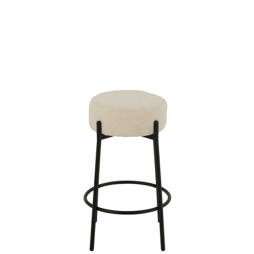 J-Line Barkruk boucle multiplex/polyester wit/zwart-Barkrukken-J-Line