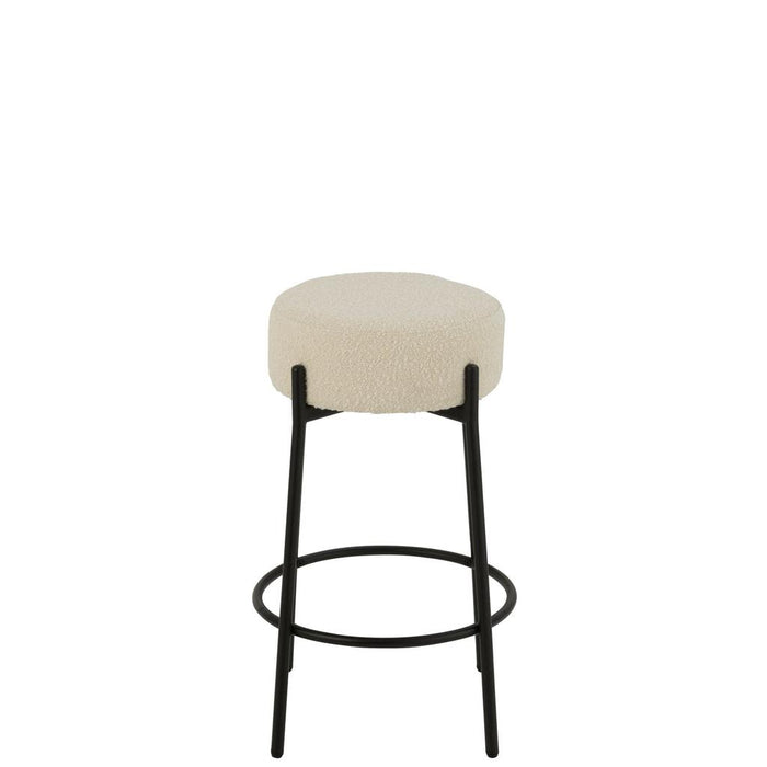 J-Line Barkruk boucle multiplex/polyester wit/zwart-Barkrukken-J-Line