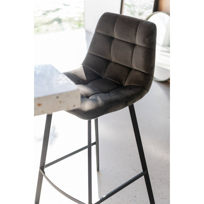 J-Line Barstoel Olivier textiel/metaal grijs-Barkrukken-J-Line