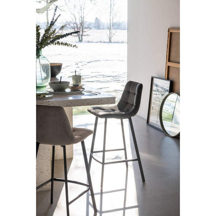 J-Line Barstoel Olivier textiel/metaal grijs-Barkrukken-J-Line