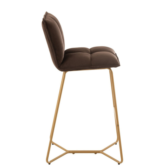 J-Line Barstoel Pierre metaal/textiel donker bruin-Barkrukken-J-Line