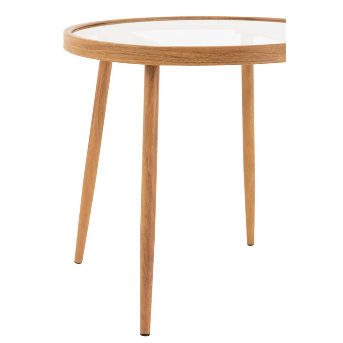J-Line Bijzettafel Rond metaal/glas naturel-Bijzettafels-J-Line
