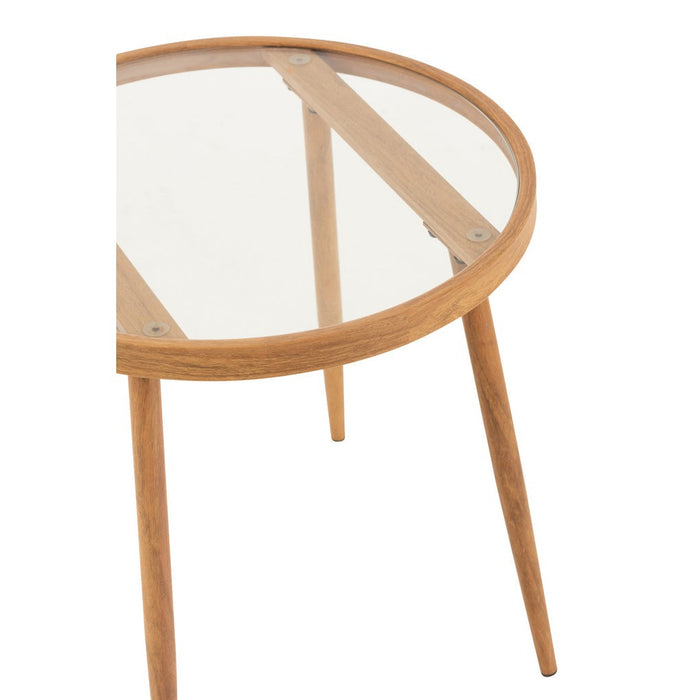 J-Line Bijzettafel Rond metaal/glas naturel-Bijzettafels-J-Line