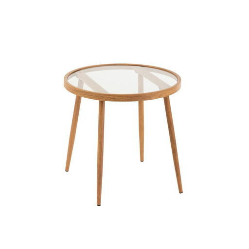 J-Line Bijzettafel Rond metaal/glas naturel-Bijzettafels-J-Line