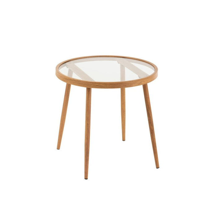 J-Line Bijzettafel Rond metaal/glas naturel-Bijzettafels-J-Line