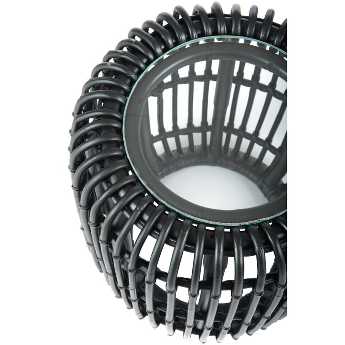 J-Line Bijzettafel Rond rotan/glas mat zwart-Bijzettafels-J-Line