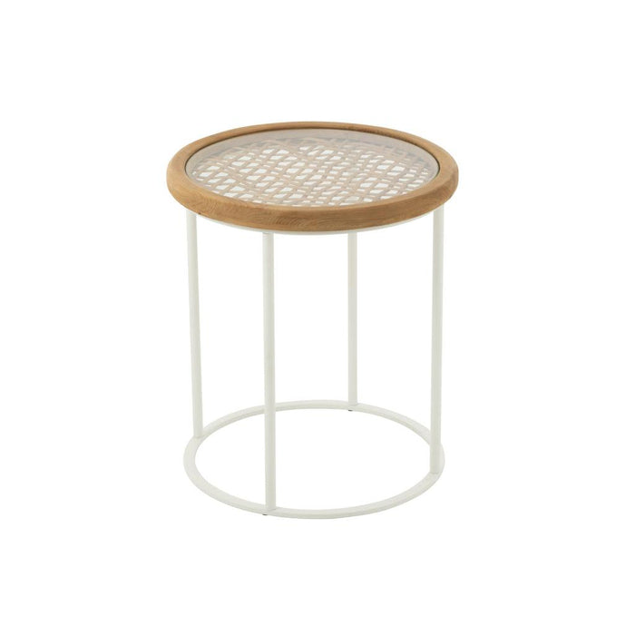 J-Line Bijzettafel mati sparhout/metaal naturel/wit-Bijzettafels-J-Line