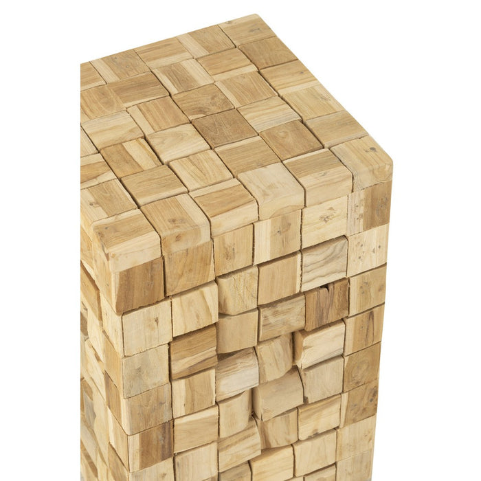 J-Line Bijzettafel/krukje Stukken teak hout naturel-Bijzettafels-J-Line