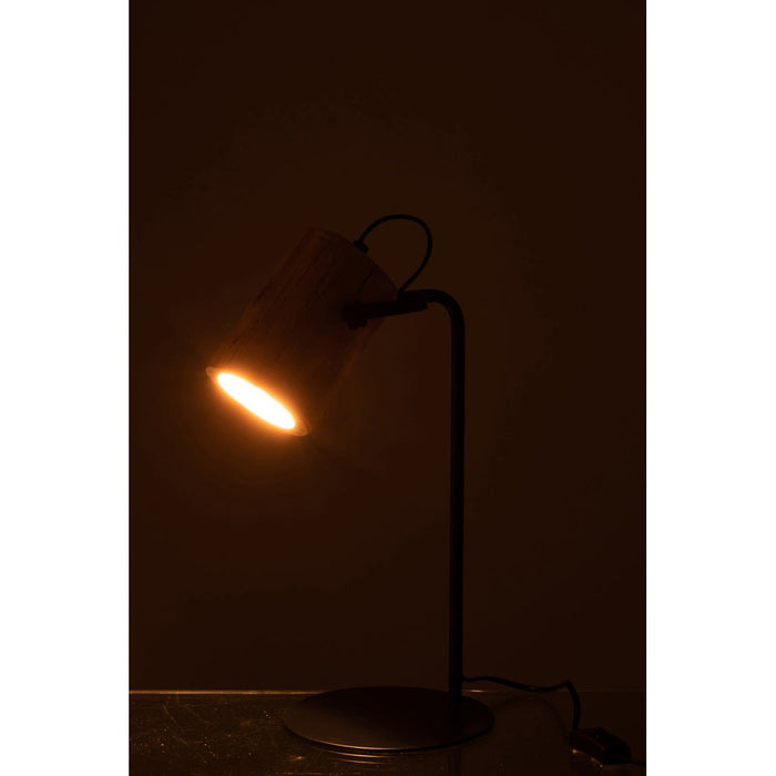 J-Line Bureaulamp Silas berangan hout naturel-Tafellampen-J-Line