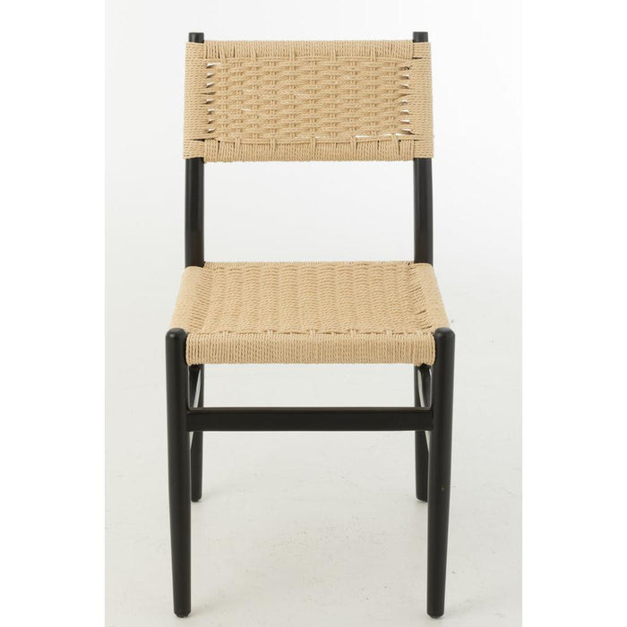 J-Line Chair Lap beukenhout/touw zwart-Eetkamerstoelen-J-Line