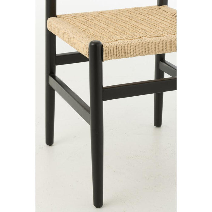 J-Line Chair Lap beukenhout/touw zwart-Eetkamerstoelen-J-Line