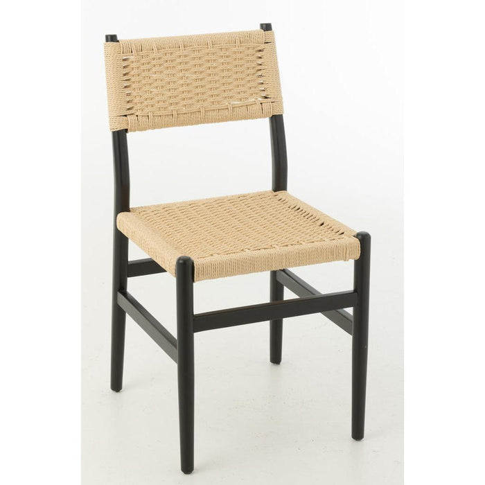J-Line Chair Lap beukenhout/touw zwart-Eetkamerstoelen-J-Line