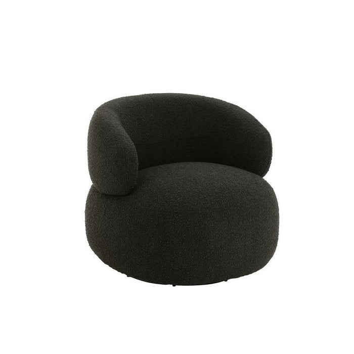 J-Line Chair Swivel Round Poplar Wood/Foam Black-Eetkamerstoelen-J-Line