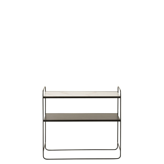 J-Line Console Marmer 2 planken mdf/ijzer zwart-Consoletafels-J-Line